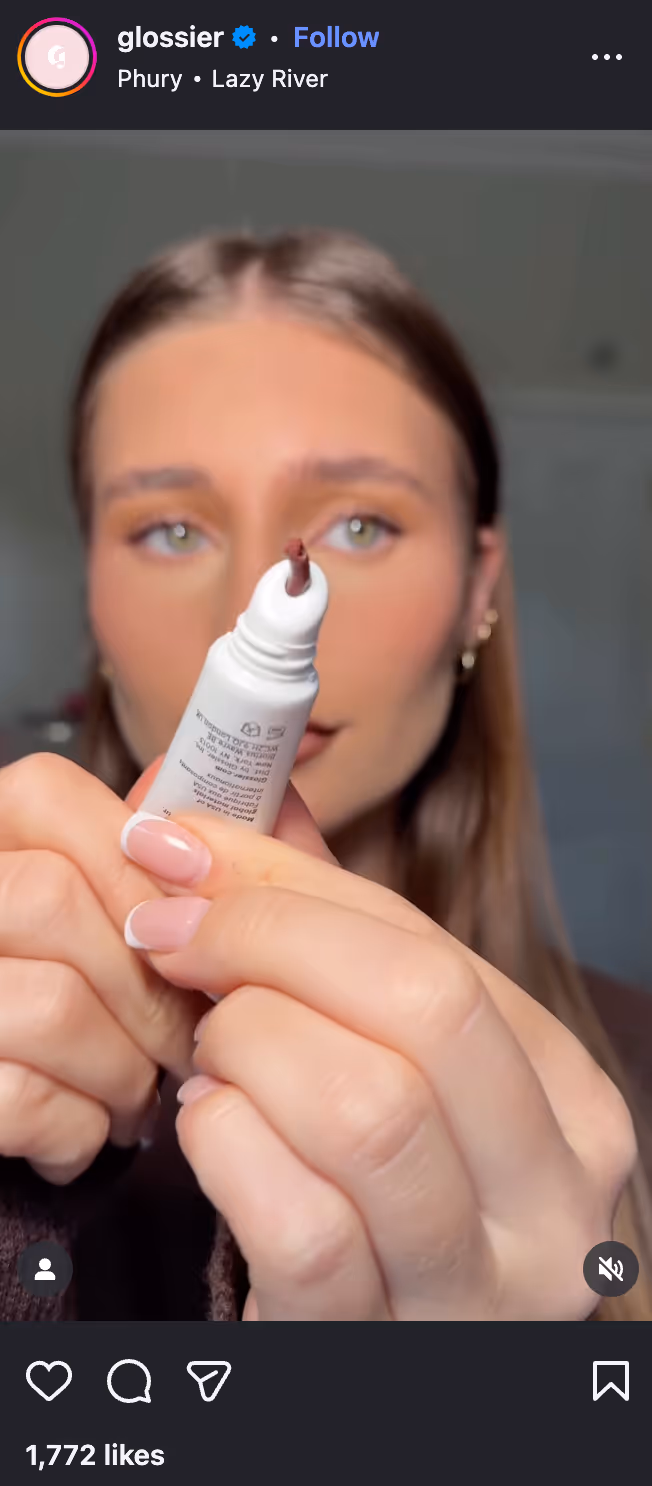 Glossier instagram post by a beauty influencer affiliate