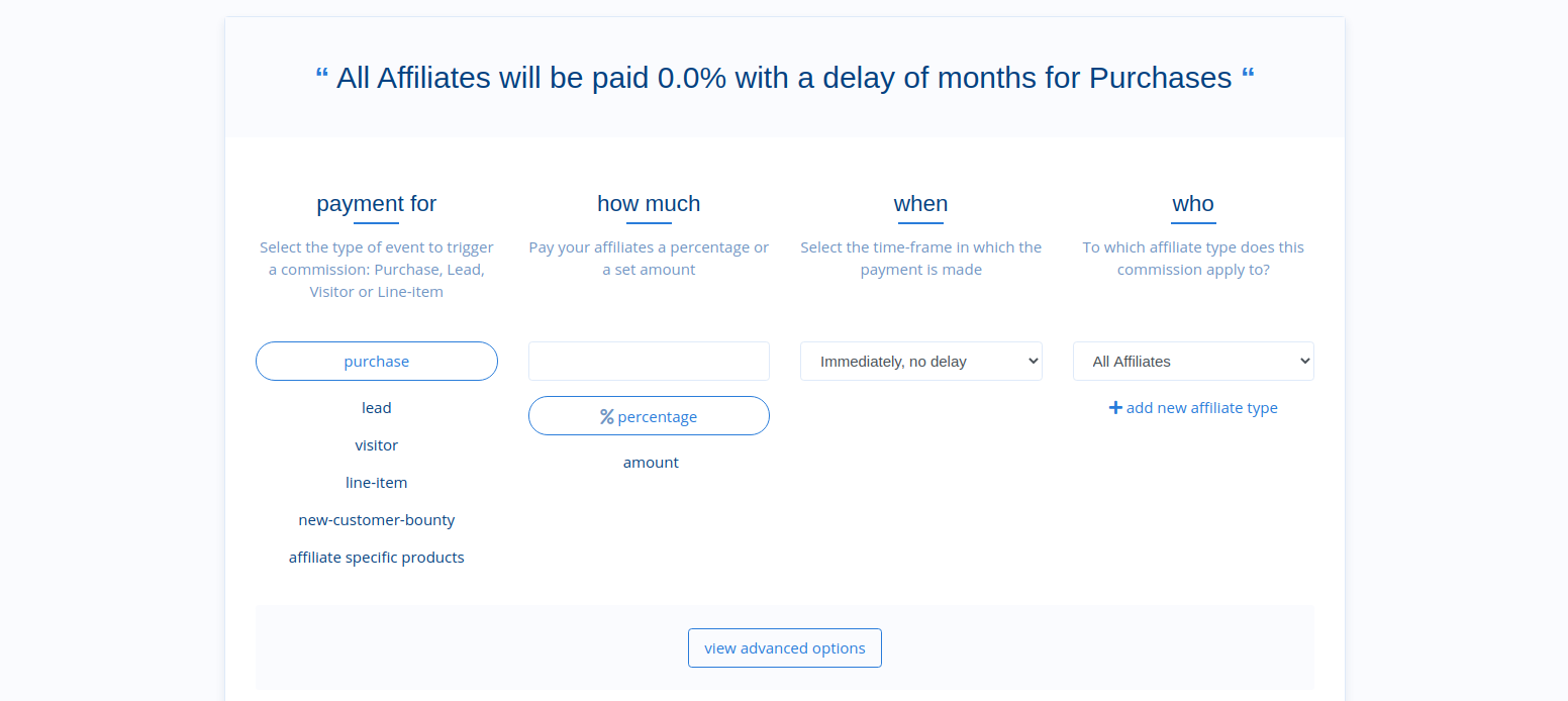 LeadDyno commission setup page 