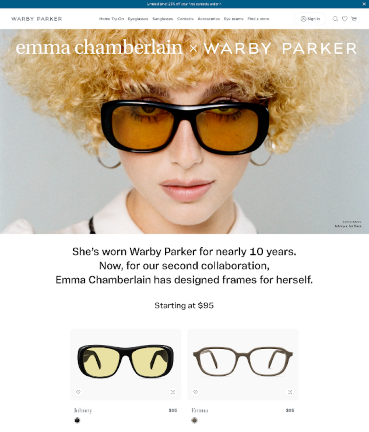 Warby Parker Emma Chamberlain collaboration