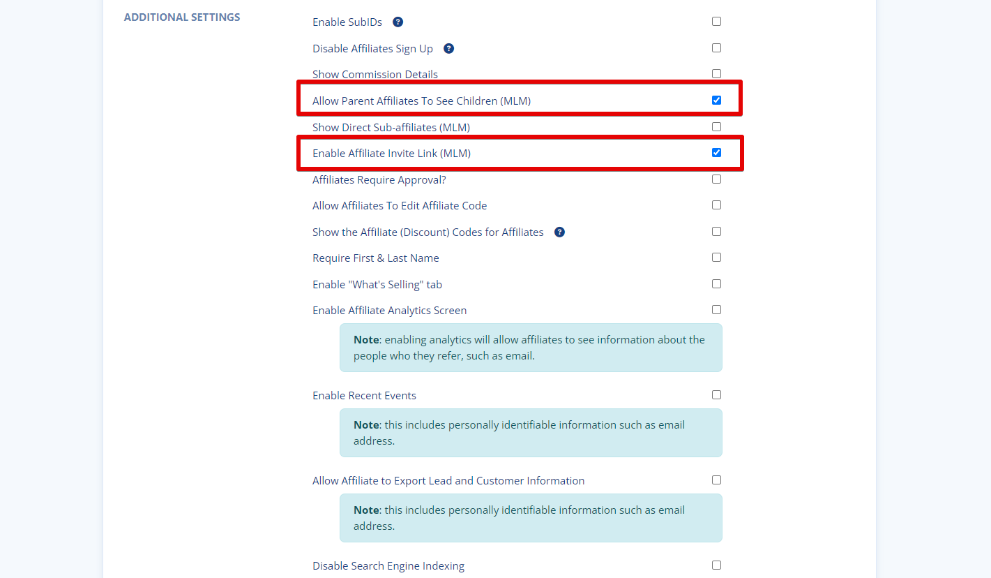 Referral Links Configuration LeadDyno app