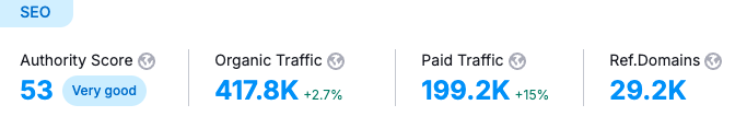SEMrush SEO Overview Example
