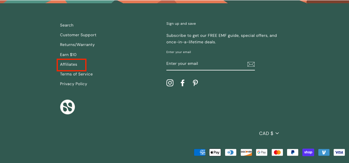 SafeSleeves Cases Example - Affiliates Footer 