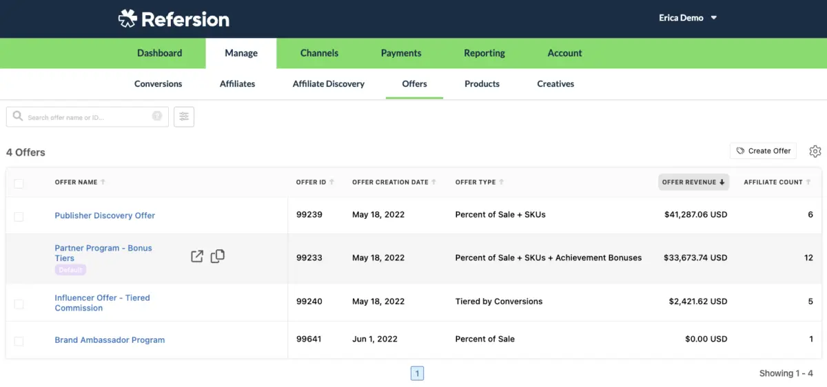 refersion dashboard