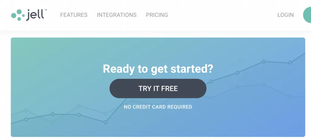 Jell Call-to-Action - "Ready to get started?" Try it free (no credit card required)