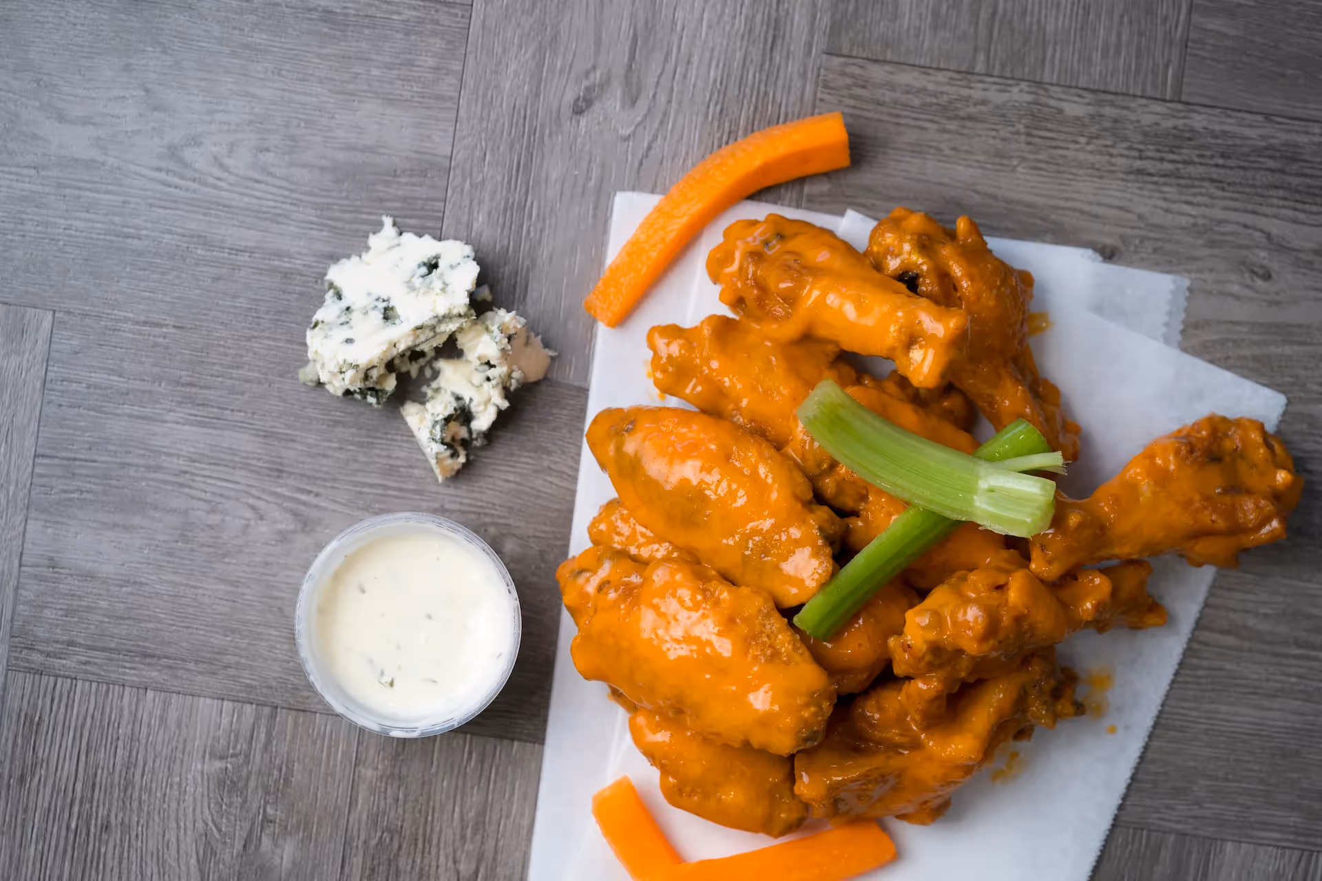 buffalo wings and blue cheese from atomic wings