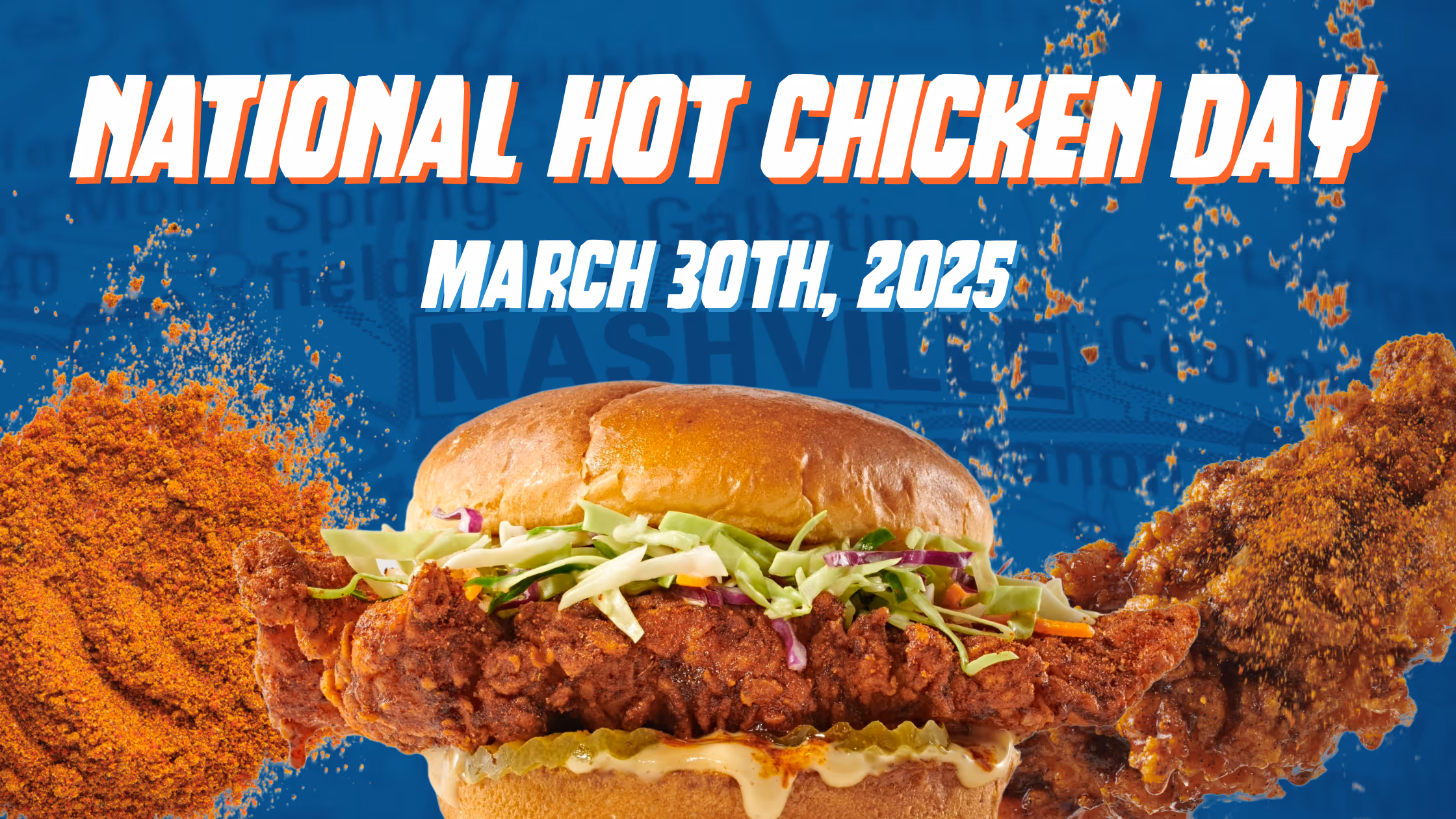 Photo of a Nashville Hot Sandwich and Tenders from Atomic Wings
