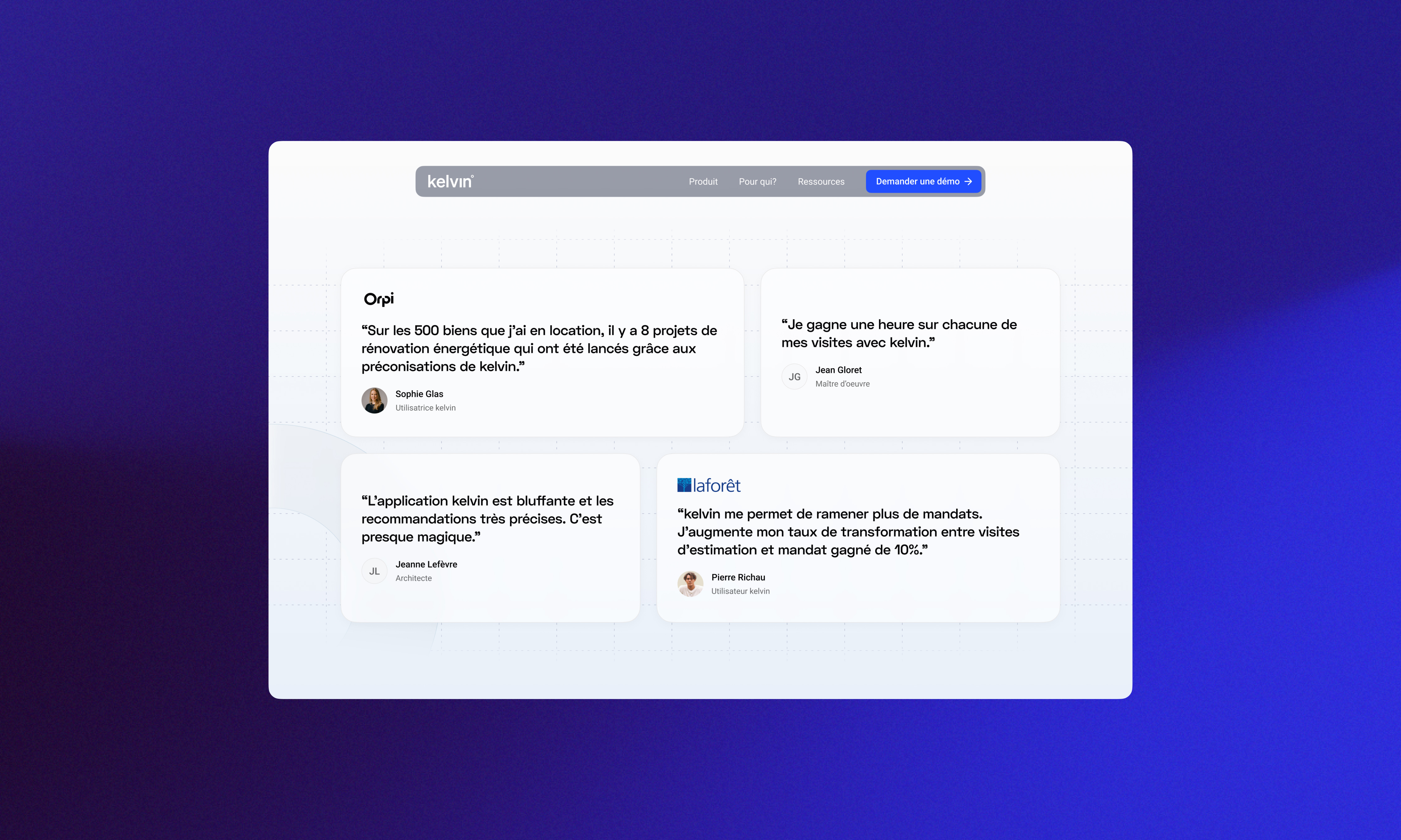 Testimonials section