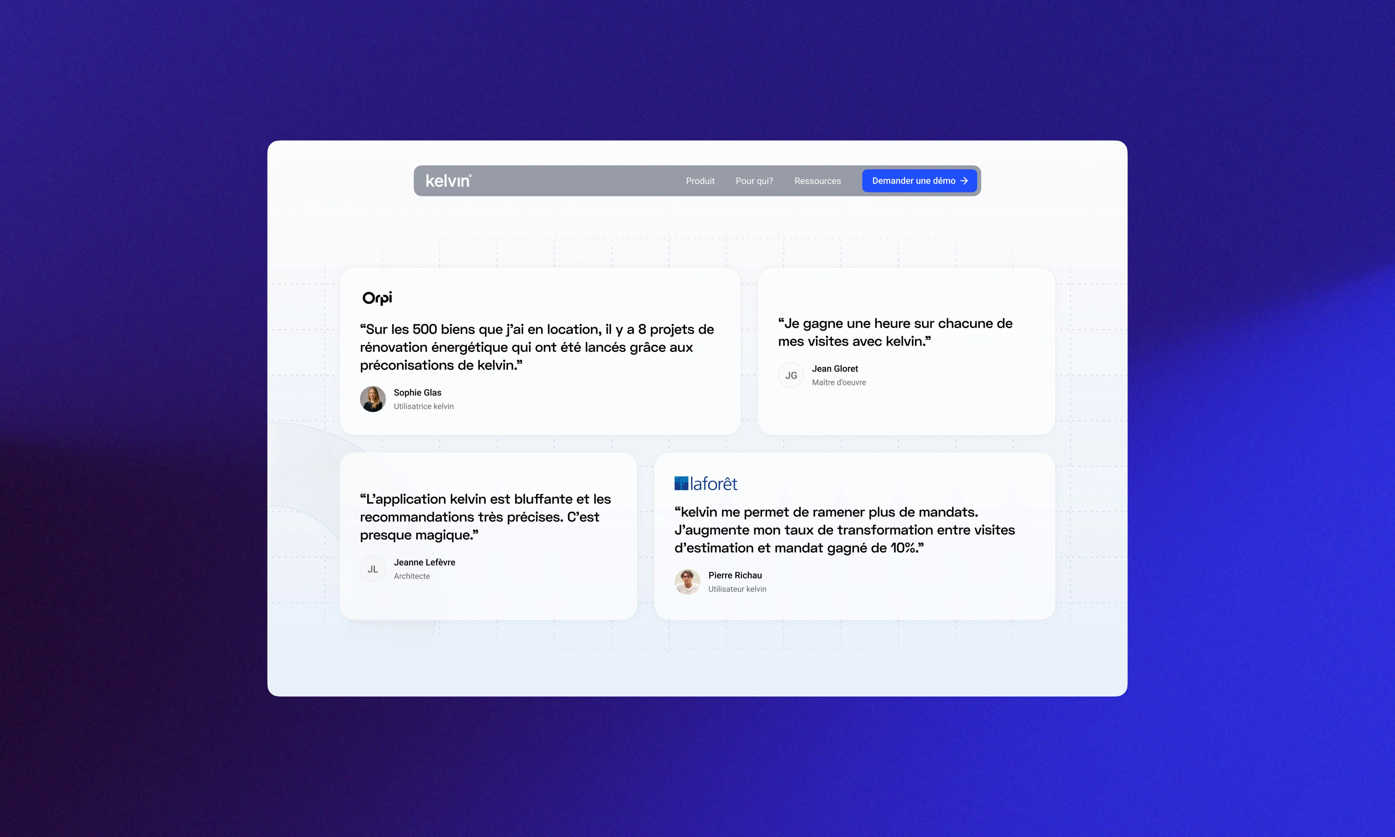 Testimonials section