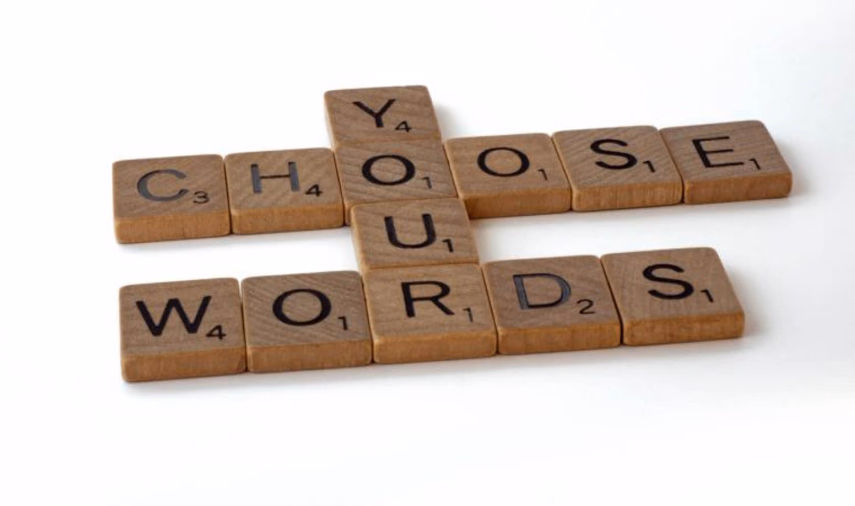 scrabble letters typing "choose your words"