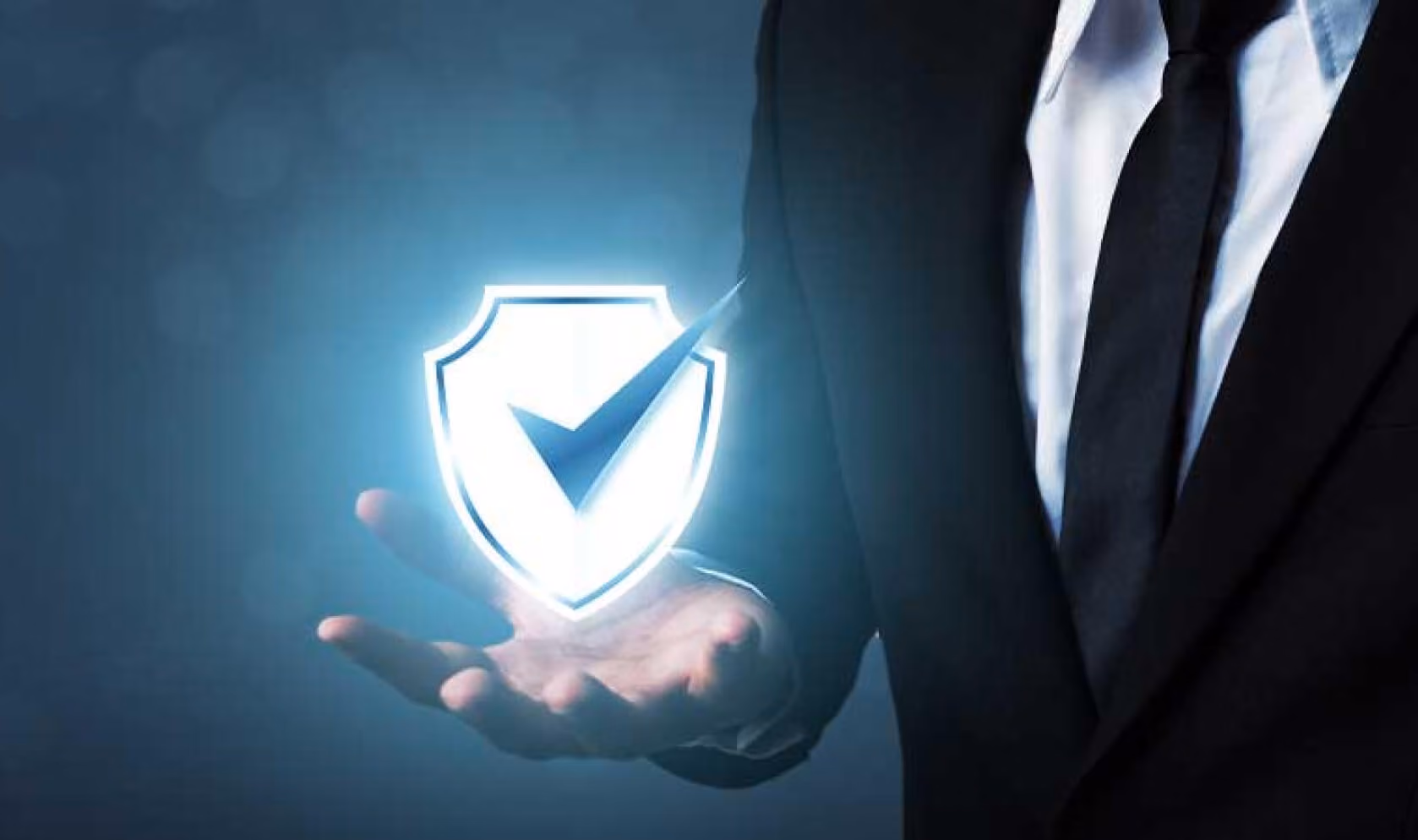 a man holding a shield with a checkmark
