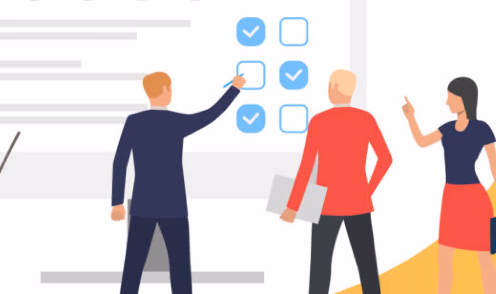 illustration of people working with a whiteboard