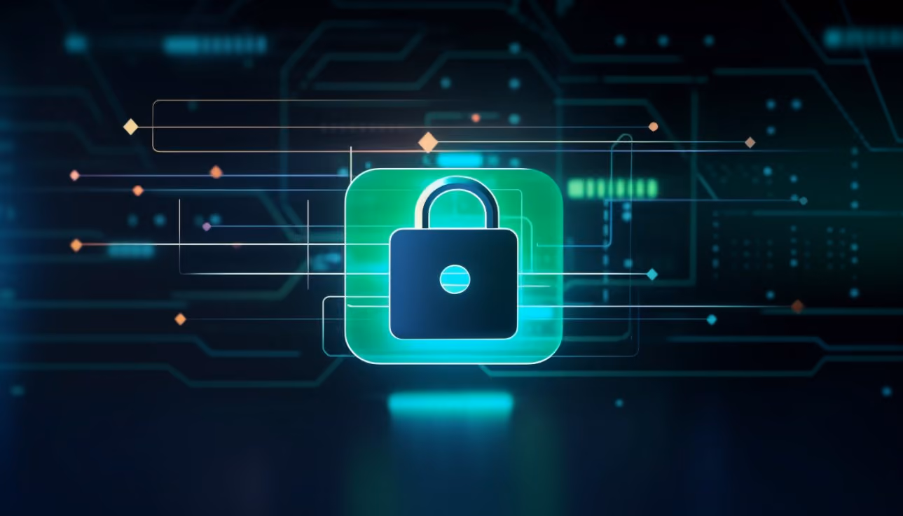 Digital lock icon with circuitry background, symbolizing SOC compliance and cybersecurity standards