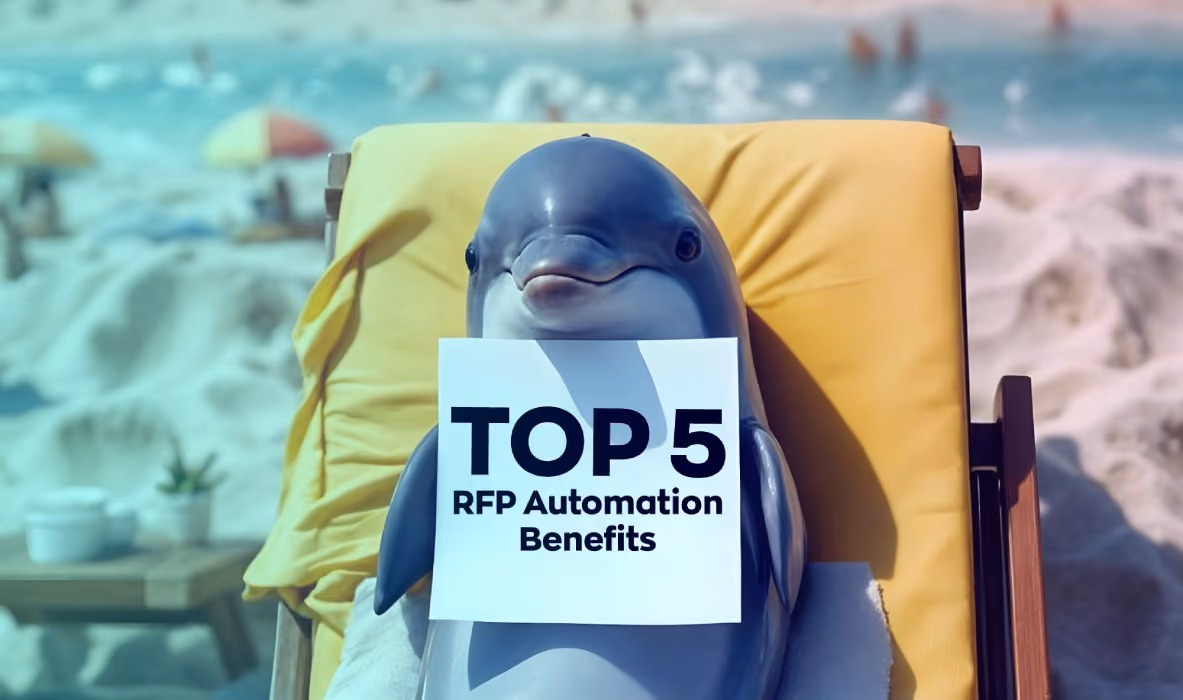 Dolphin on beach chair holding sign top 5 RFP automation benefits