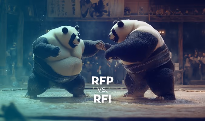 Two pandas facing off in a ring RFPs vs RFIs
