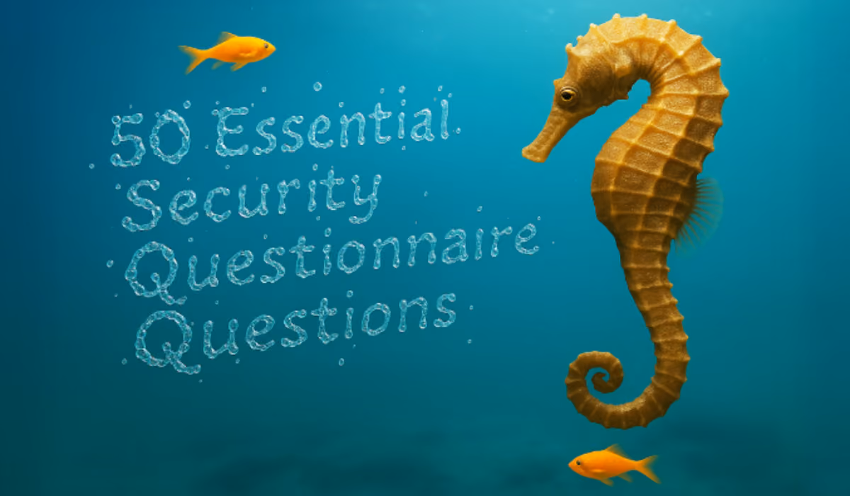 Seahorse and goldfish near bubble text