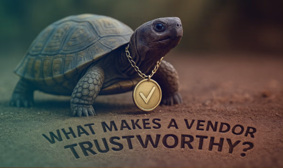 Turtle wearing a trust medal necklace