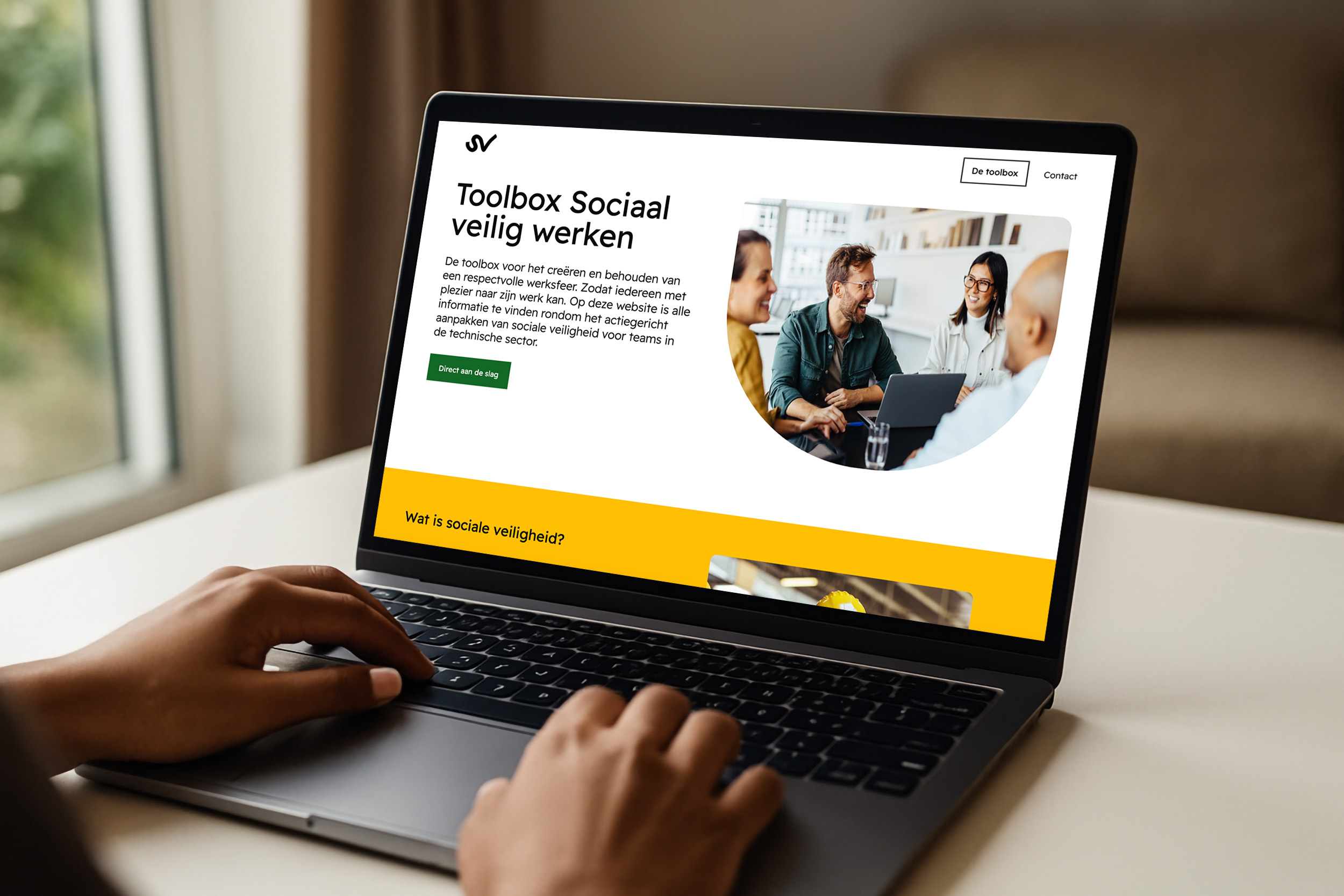 Mock up van sociaal veilig werken website