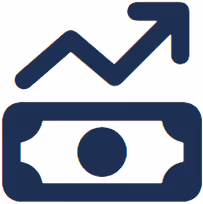 Dollar rising icon