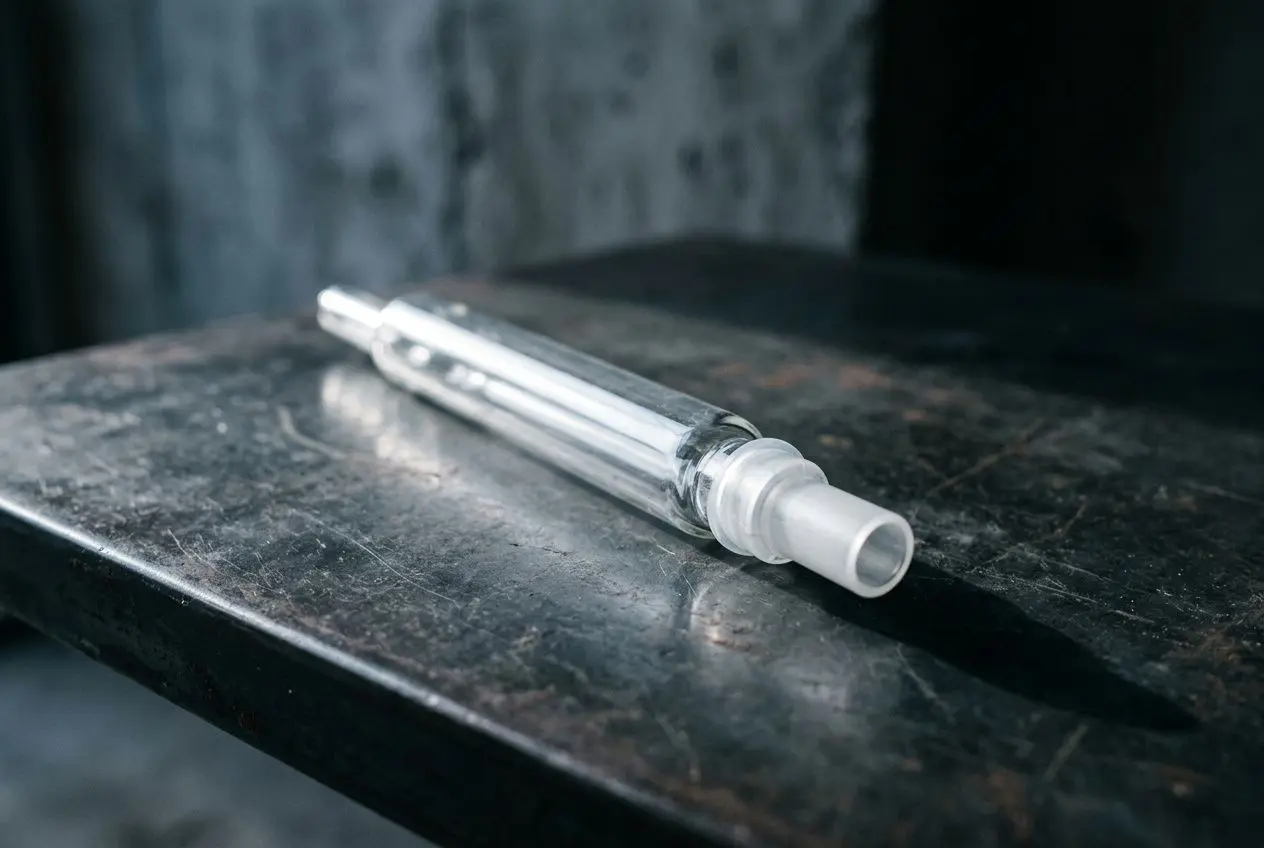 Jeringa vacía sobre una superficie oscura, relacionada con temas de pruebas médicas y posibles sanciones por negativa a someterse a prueba de alcoholemia sanción