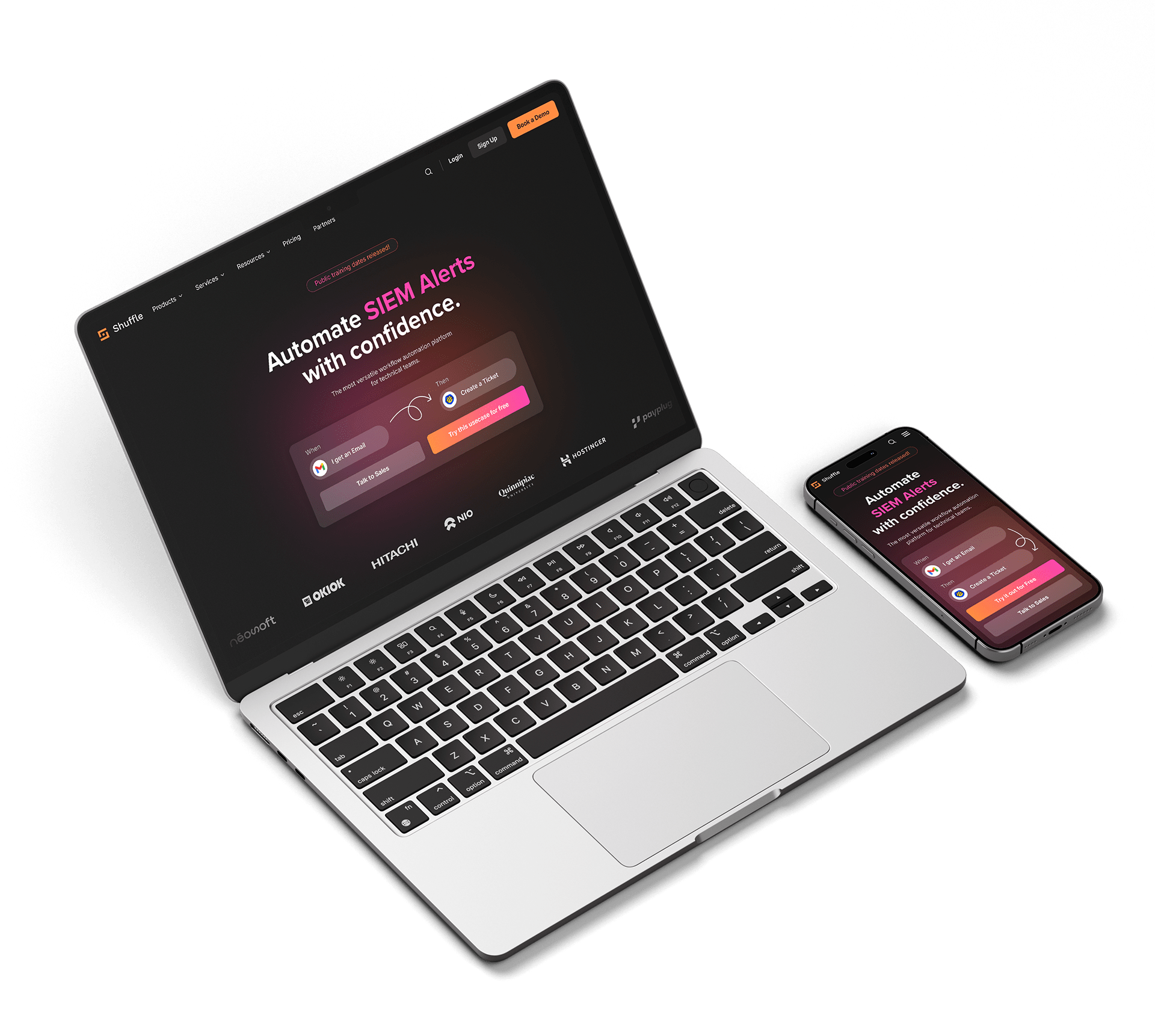 An image of a laptop and a mobile phone showing the design for a landing page