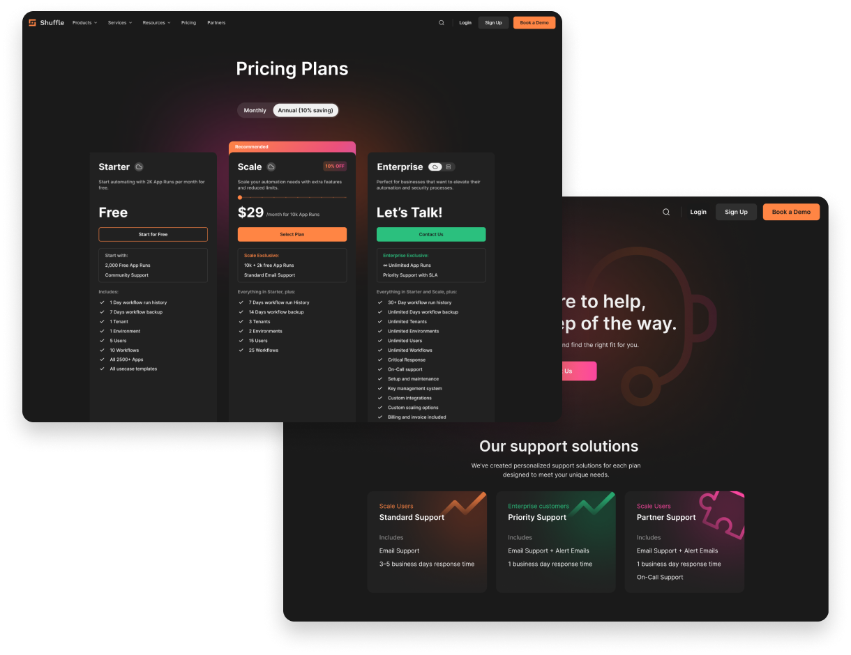 screenshots of web pages