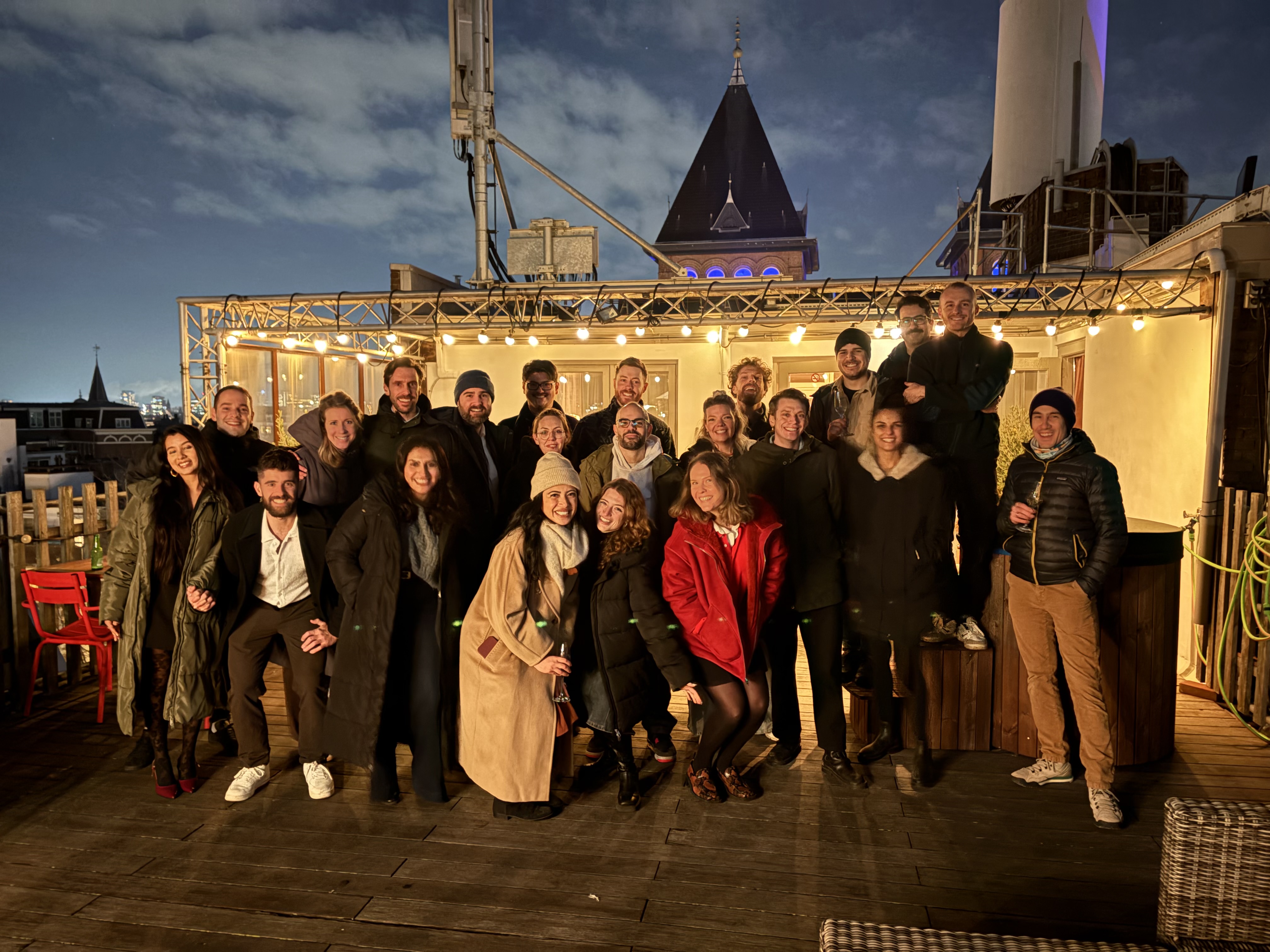 The Cutr team on the office rooftop for Cutr's Christmas party.