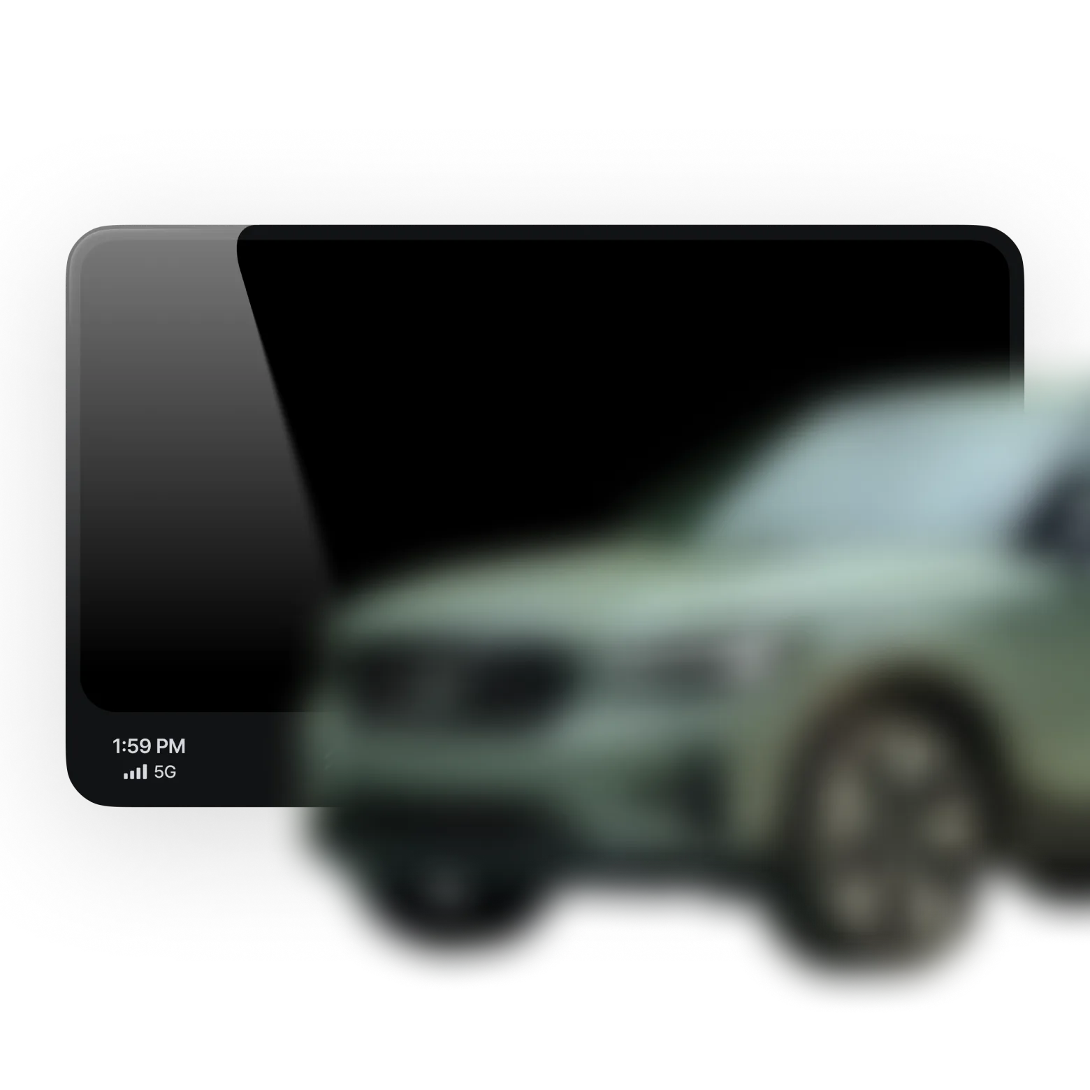 Blurred image of a car in front of an infotainment display