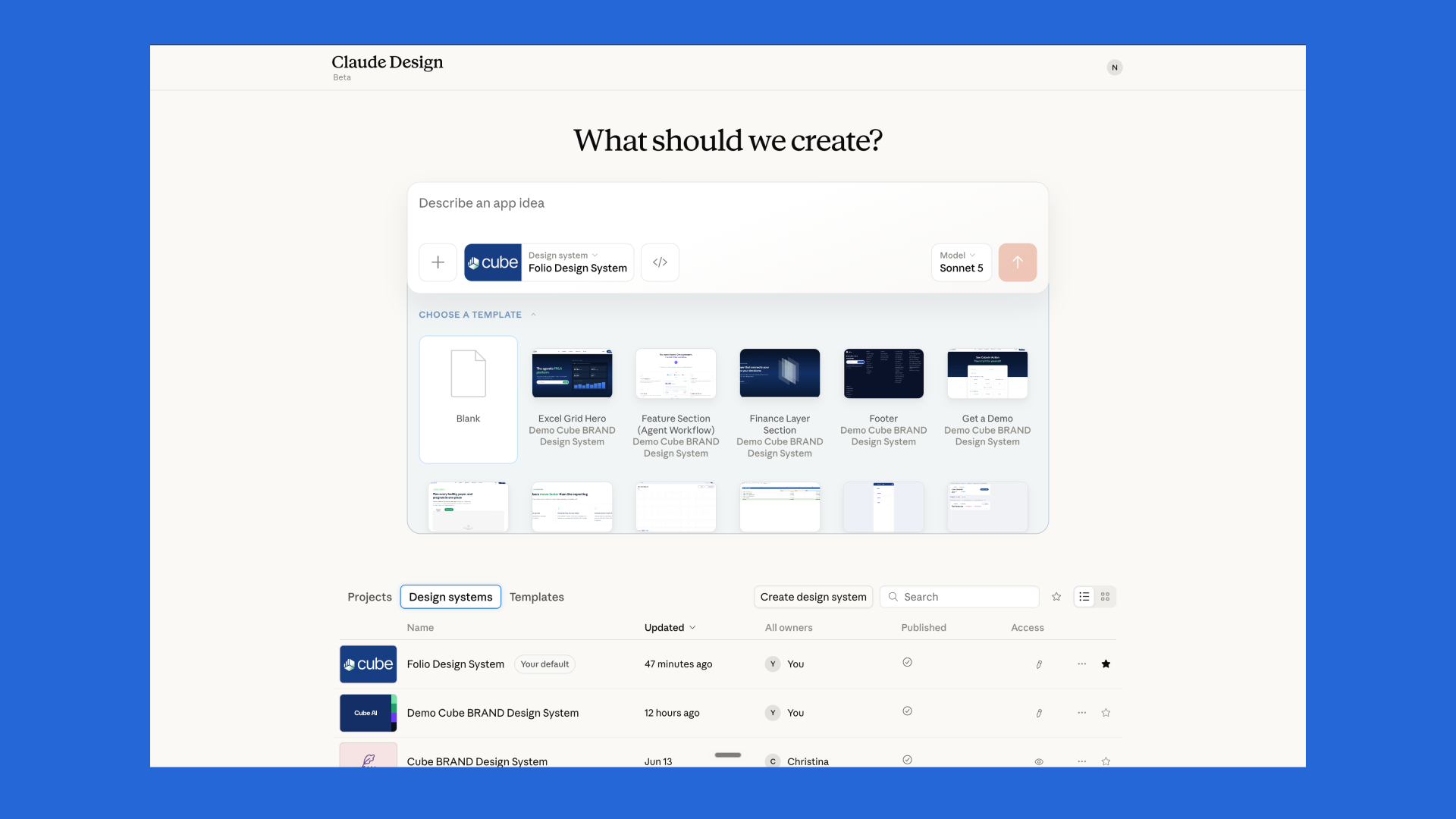 Folio Design System — Cube