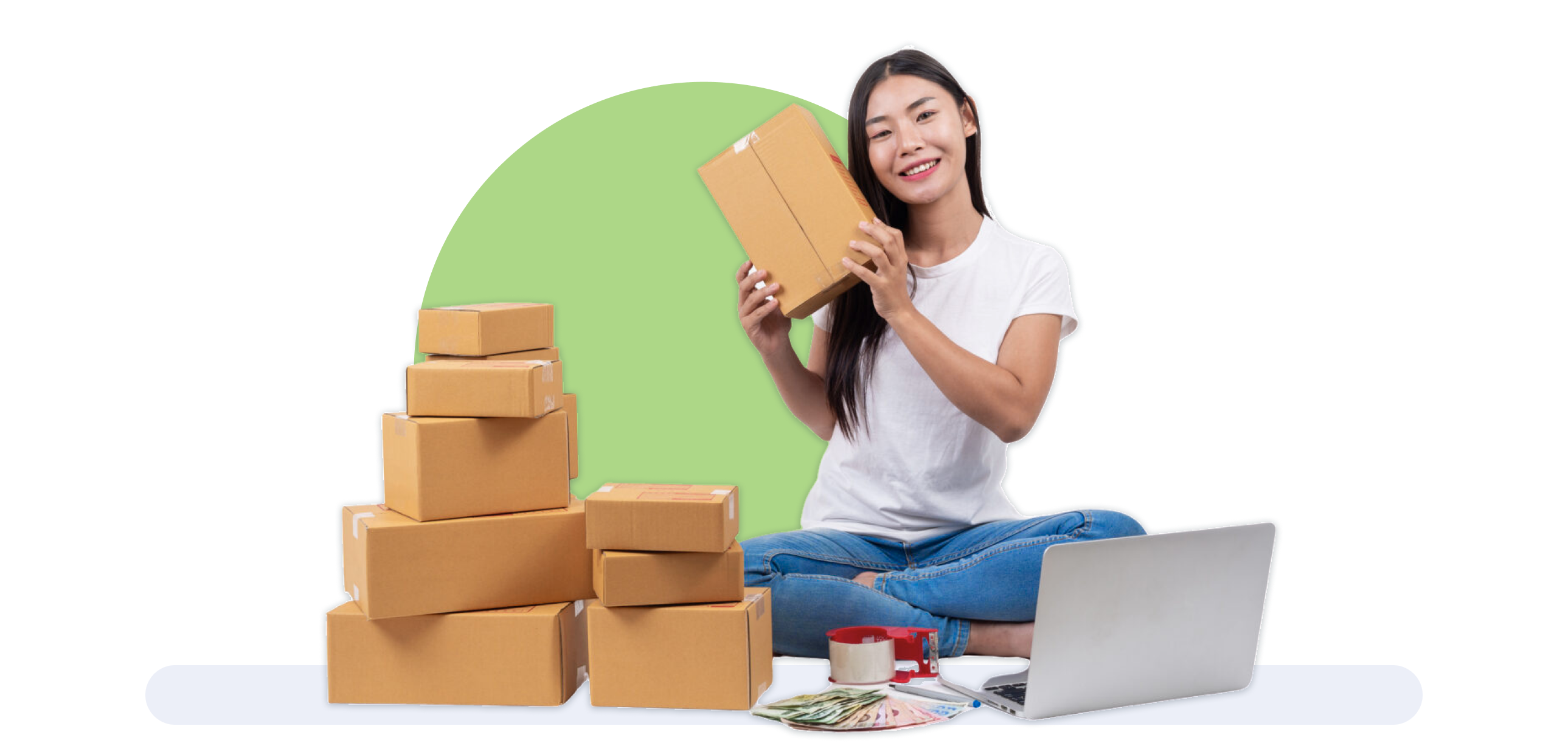 Customer receives a package on time and looks satisfied