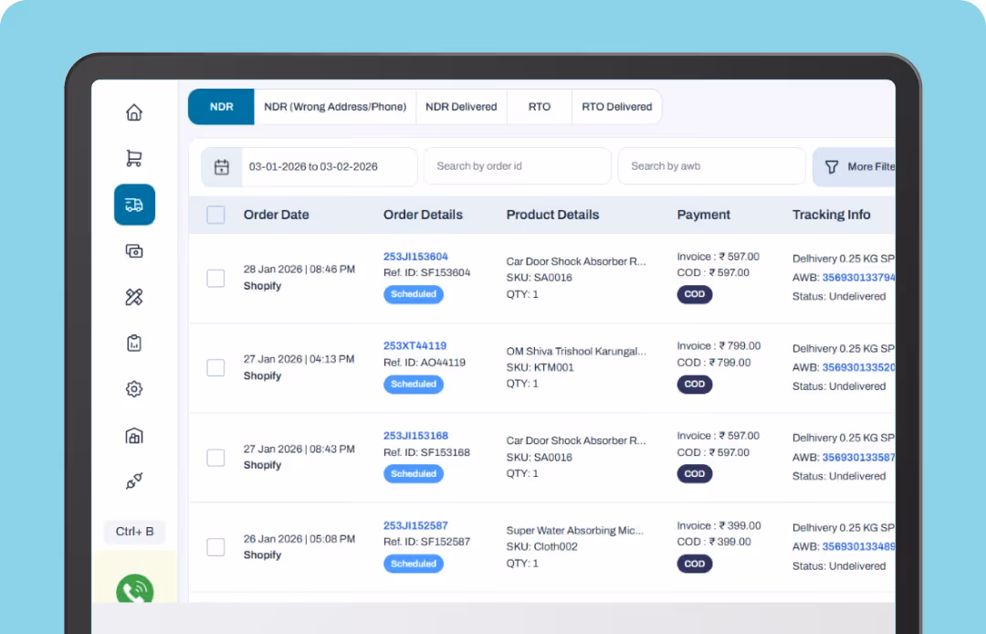 No Volumetric Weight up to 2kg