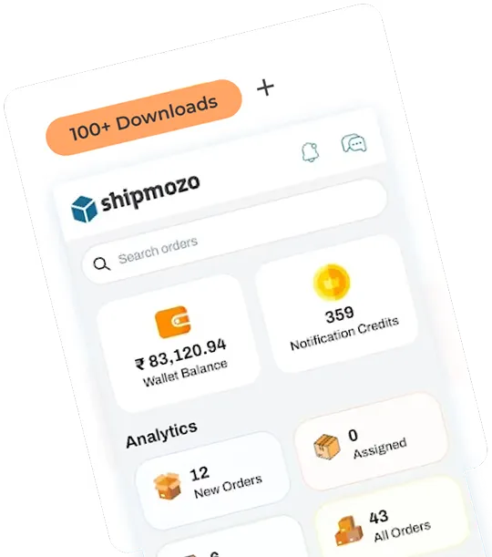 Screenshot of Shipmozo dashboard showing wallet balance 