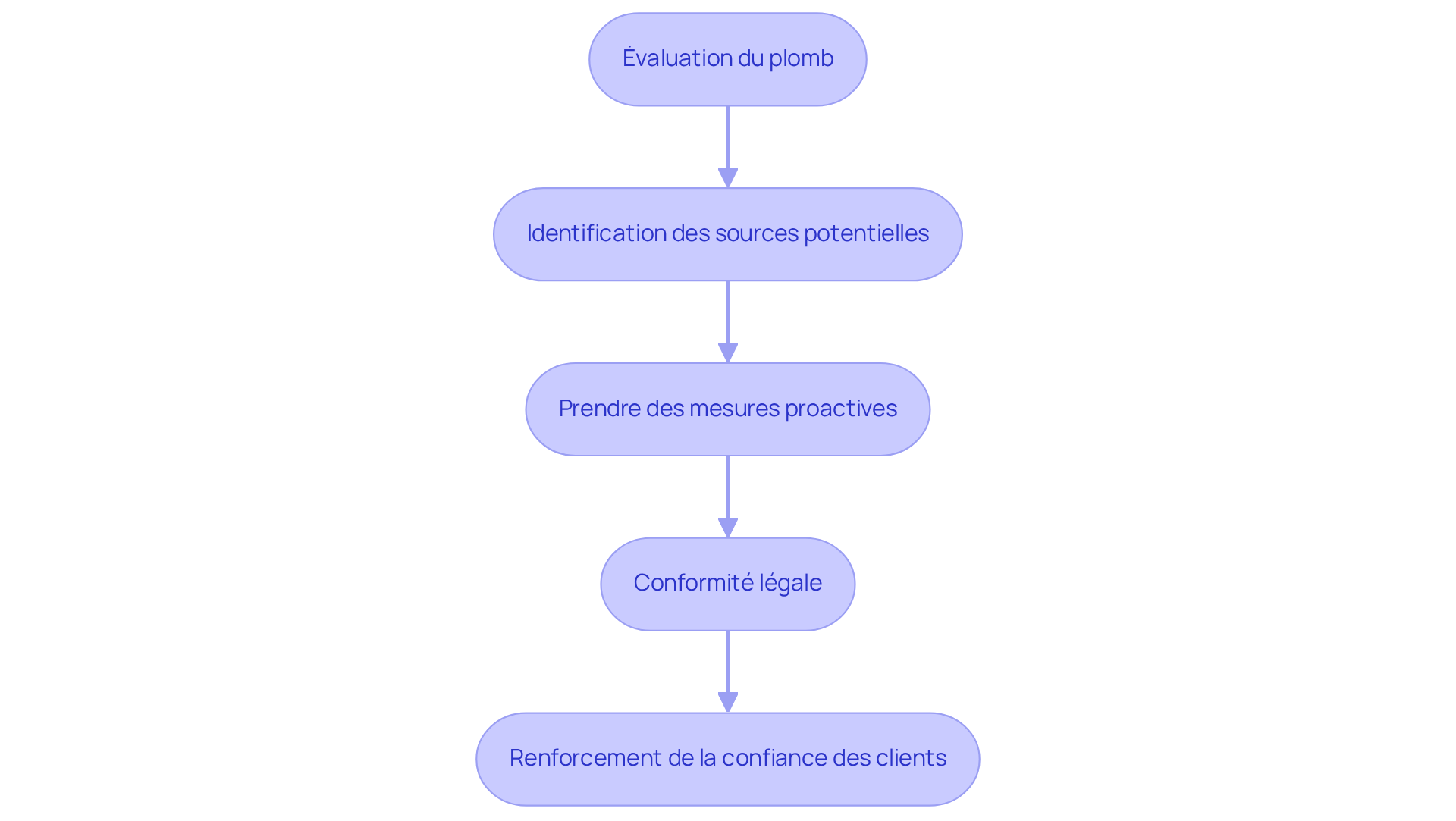 Chaque étape représente une partie essentielle du processus pour assurer la sécurité des occupants face aux risques d'intoxication au plomb. Suivez les flèches pour voir comment chaque étape mène à la suivante.