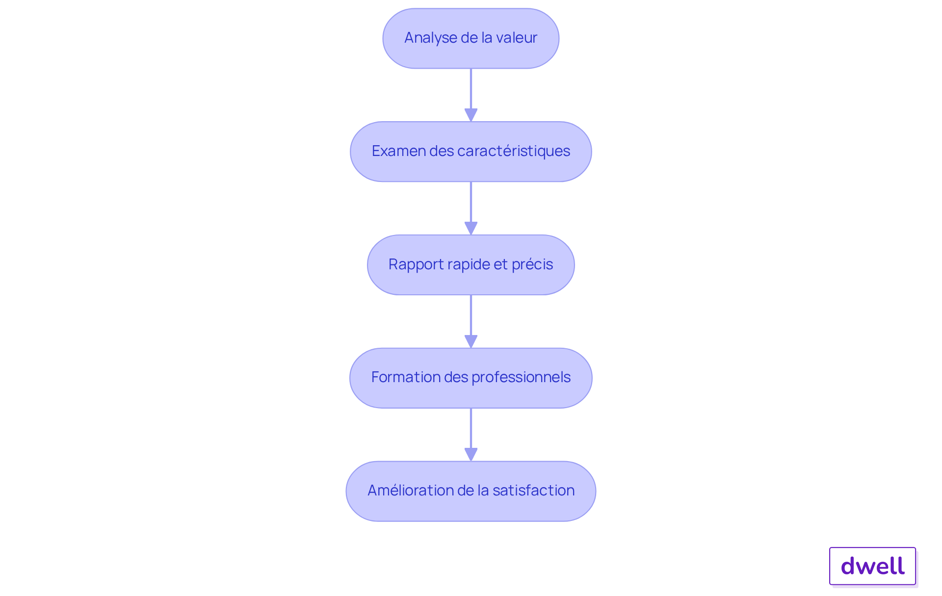 Chaque étape représente un aspect du processus d'évaluation. Suivez les flèches pour voir comment chaque activité mène à la suivante, facilitant ainsi la compréhension du déroulement complet.