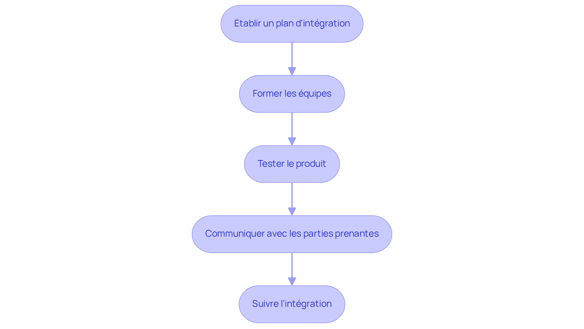 Chaque étape représente une partie du processus d'intégration. Suivez les flèches pour voir comment chaque étape mène à la suivante, garantissant ainsi une intégration réussie. Chaque étape représente une partie du processus d'intégration. Suivez les flèches pour voir comment chaque étape mène à la suivante, garantissant ainsi une intégration réussie.