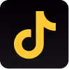 Arany TikTok szimbólum fekete négyzet alakú háttéren.