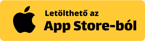 Apple logó és a Letölthető az App Store-ból felirat sárga háttéren.