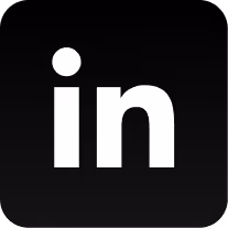 Fehér LinkedIn ikon fekete négyzetben.