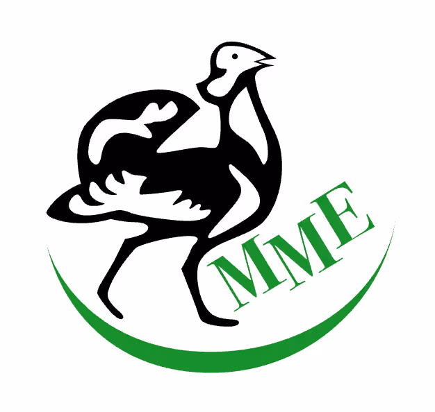 Fekete-fehér stilizált madár és zöld MMF betűk alul ívben.