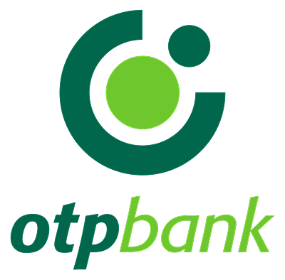 Az OTP Bank zöld és sötétzöld logója fekete háttéren.