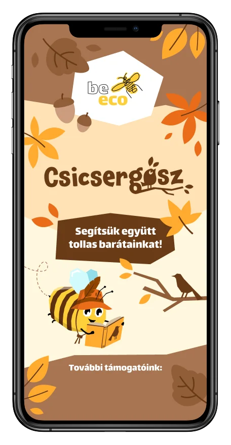 A CsicsergŐsz nyitóképernyője a beeco appban