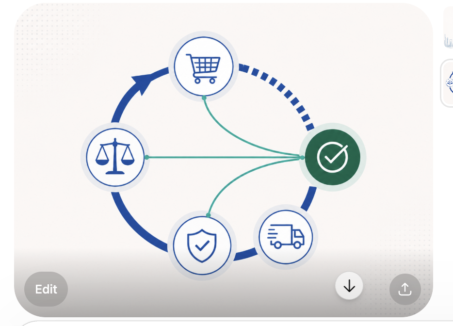Procurement Agility cycle: cross-functional sourcing feeding a faster RFP loop around an approved decision