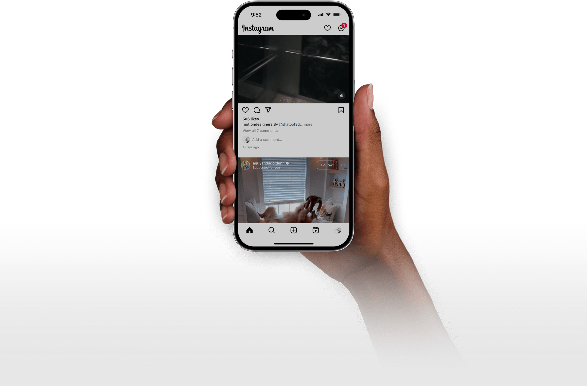 Phone mockup of Instagram feed