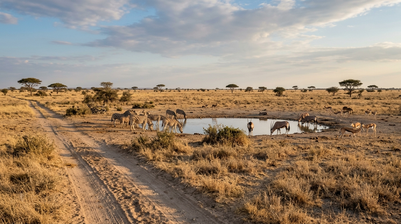 Illustration zum Thema: Etosha einfach erklärt: Wo du als Anfänger Tiere am leichtesten siehst