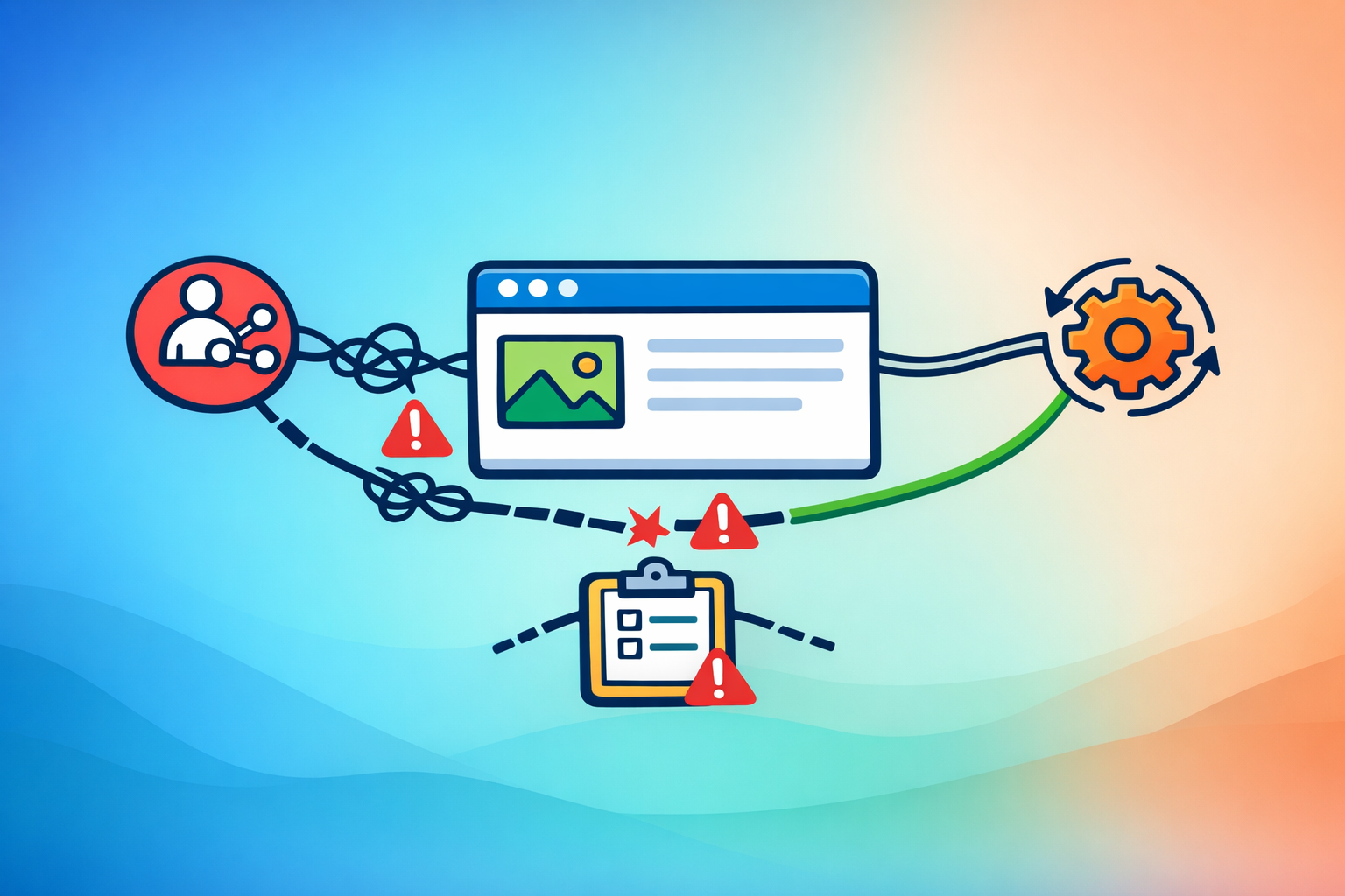 Illustration zum Thema: Warum deine Website Tools schlecht verbindet – und wie es klappt
