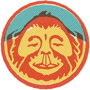 Orangutaan Design Studio Logo, an illustration of an orangutan's face