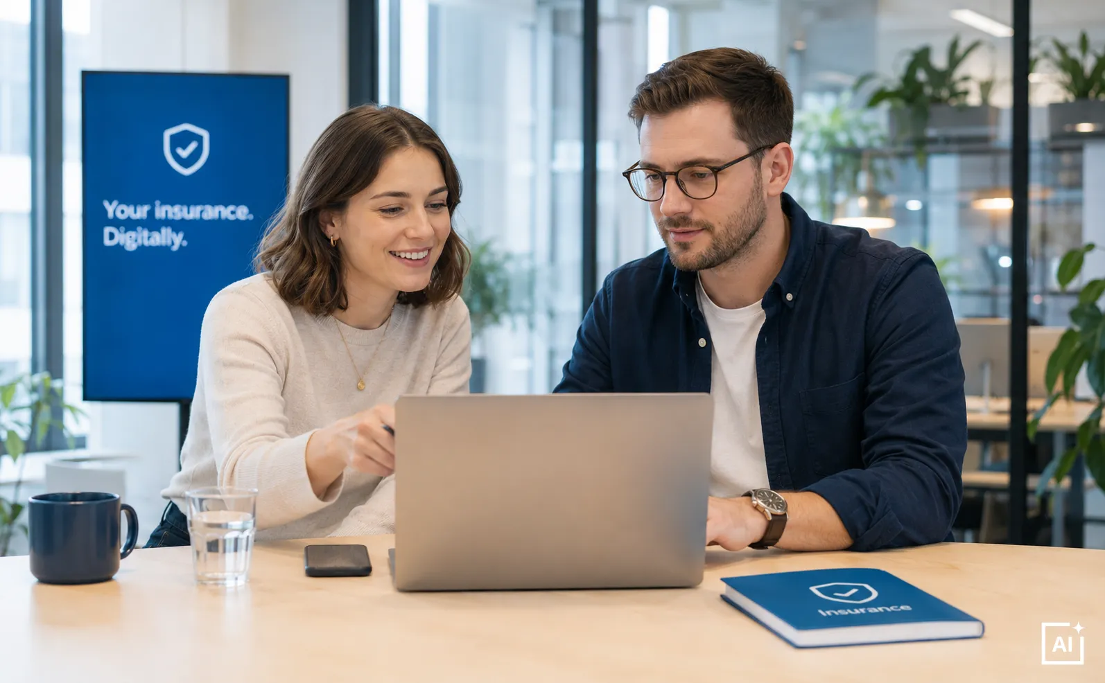 Two people enjoying digital onboarding for insurance without process friction.