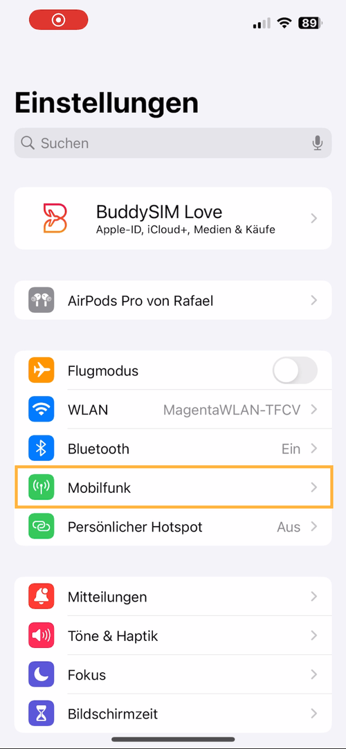 esim aktivieren iphone apple buddysim ios