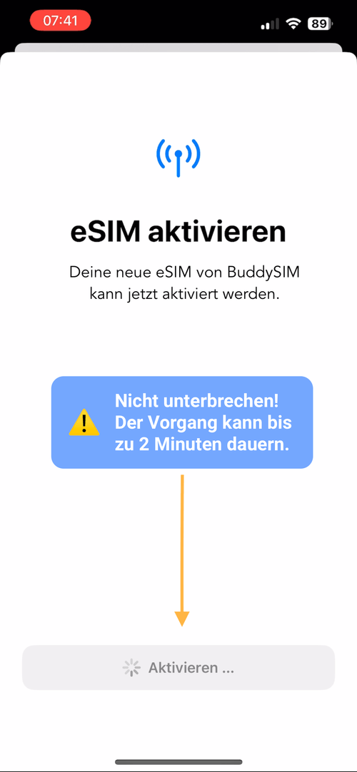 esim aktivieren iphone apple buddysim ios
