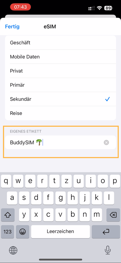 esim aktivieren iphone apple buddysim ios