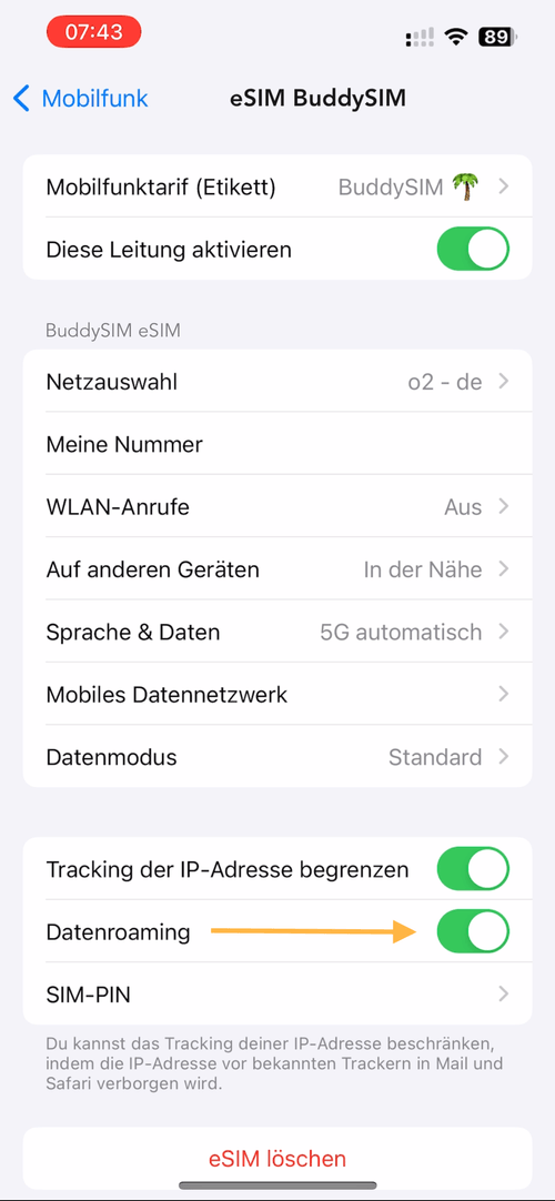 esim aktivieren iphone apple buddysim ios